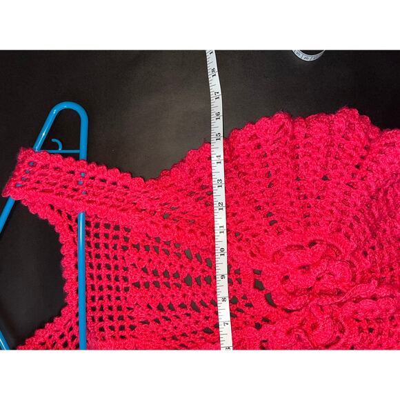 Hand Crochet Hot Pink Rose Vest Small Neon Boho tank top - Picture 16 of 16